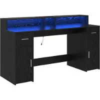 vidaXL Schreibtisch mit Speicher Schwarz Eichen-Optik 160 x 55 x 91 cm