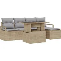 vidaXL Gartensofa-set 6 stk. Beige und Hellgrau Poly-Rattan
