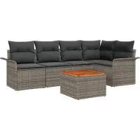vidaXL Gartensofa-set 6 Stk. 5-Sitzanzahl Grau Poly-Rattan