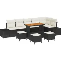 vidaXL Gartensofa-set 10 stk. 9-Sitzanzahl Schwarz Poly Rattan