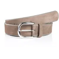 MONTI Ledergürtel "PAVIA", Damen, Gr. 100, grau (taupe), Rindsleder, unifarben, Gürtel Ledergürtel, aus Nubukleder mit glänzender Dornschließe – 3,5 cm breit