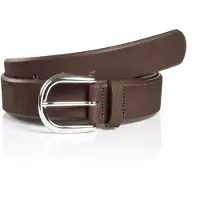 MONTI Ledergürtel "PAVIA", Damen, Gr. 100, braun (dunkelbraun), Rindsleder, unifarben, Gürtel Ledergürtel, aus Nubukleder mit glänzender Dornschließe – 3,5 cm breit