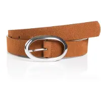 MONTI Synthetikgürtel "SIENA", Damen, Gr. 110, braun (cognac), Materialmix, unifarben, Gürtel Synthetikgürtel, mit weichem Echtleder und modischer ovaler Glanzschließe – 3 cm breit
