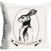 Queence Dekokissen "Bux Bunny", weiß (weiß, bedruckt), B:40cm L:40cm, Polyester, Dekokissen_Sitzkissen_Kissenhüllen, Dekokissen, mit einem Hasen im Anzug