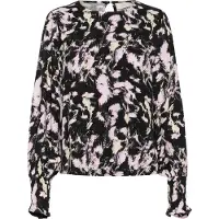 Kaffe Langarm-Bluse KAlura Regular fit in Black/Pink Graphic Strokes | Gr.: 42
