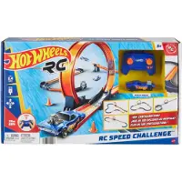 Mattel R/C RC Speed Challenge Trackset und batteriebetriebene Fernbedienung, Spielzeugauto im Maßstab 1:64, mehr als 30 Trackteile, Fahrzeug, 5 Jahr(e), Kunststoff, Mehrfarbig