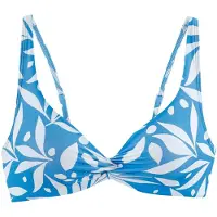 LASCANA Bügel-Bikini-Top ACTIVE "Lia", Damen, Gr. 38, Cup C, weiß (blau weiß bedruckt), Recycling-Polyamid, bedruckt, Bikini-Oberteile Bügel-Bikini-Top, mit Knotenoptik vorn