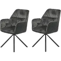 Hela Esszimmerstuhl "AMIRA drehbar", schwarz (anthrazit, schwarz, schwarz, anthrazit), B:56cm H:89cm T:61cm, 100% Polyester, Stühle, Esszimmerstuhl, Auto-Return 270, Materialmix Cord/Samtvelours