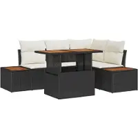 vidaXL Gartensofa-set 5 Stk. Schwarz und Beige
