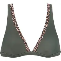 LASCANA Triangel-Bikini-Top "Adelin", Damen, Gr. 38, Cup A/B, grün (oliv, leo), Recycling-Polyamid, unifarben, Bikini-Oberteile Triangel-Bikini-Top, mit bedruckten Einsätzen