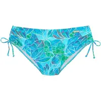 Sunseeker Bikini-Hose "Lapa", Damen, Gr. 38, N-Gr, blau (türkis bedruckt), Microfaser, Recycling-Polyamid, bedruckt, Badehosen Bikini-Hose, seitlich regulierbar und mit tropischem Print, Topseller