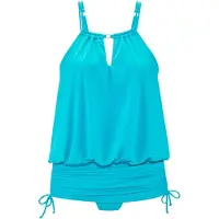 LASCANA Badekleid , Damen, Gr. 50, Cup C/D, blau (türkis), Obermaterial: 85% Polyamid, 15% Elasthan. Futter: 92% Polyester, 8% Elasthan, unifarben, Badeanzüge Badekleid, Mit verstellbarer Länge