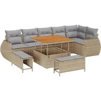 vidaXL Gartensofa-set 9 stk. 9-Sitzanzahl Beige und Hellgrau