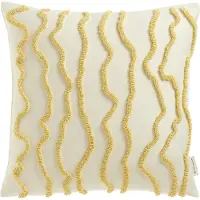 Tom Tailor Dekokissen HOME "Wavy", gelb (zitrone, gemustert), B:45cm L:45cm, Mischgewebe, Dekokissen_Sitzkissen_Kissenhüllen, Dekokissen, bestickt, mit hohem Baumwollanteil