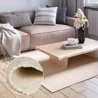My Flair 1100000002199 "Dalia", beige, B:120cm H:10mm L:170cm, Baumwolle, Polyester, MÖBEL & ACCESSOIRES, Teppiche, 1100000002199, Handweb Teppich, Uni Farben, 90% Baumwolle, handgewebt, Wohnzimmer