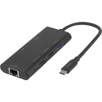 Deltaco USBC-HDMI31, USB Typ-C, 85 W, Schwarz, 4K Ultra HD, 30 Hz, HDMI, RJ-45, USB 2.0 Type-A, USB 3.2 Gen 1 (3.1 Gen 1) Type-A
