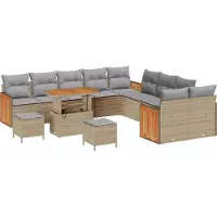 vidaXL Gartensofa-set 17 Stk. 10-Sitzanzahl Beige und Hellgrau