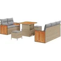 vidaXL Gartensofa-set 10 Stk. 7-Sitzanzahl Beige und Hellgrau