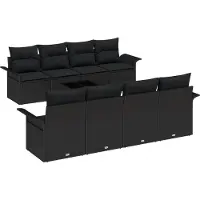 vidaXL Gartensofa-set 9 stk. 8-Sitzanzahl Schwarz Poly-Rattan