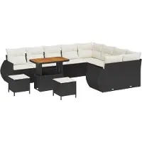 vidaXL Gartensofa-set 12 stk. 12-Sitzanzahl Schwarz und Creme