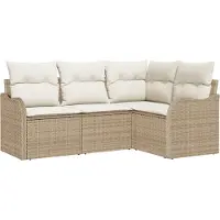 vidaXL Gartensofa-set 4 stk. Beige Poly-Rattan