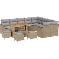 vidaXL Gartensofa-set 13 stk. Beige Poly-Rattan