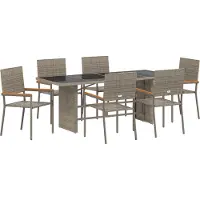 vidaXL Garten Essgruppe 7 stk. Grau Poly-Rattan