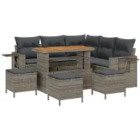 vidaXL Gartensofa-set 9 Stk. 8-Sitzanzahl Grau Poly-Rattan