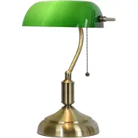 Clayre & Eef Schreibtischlampe Bankerslampe 27x17x41 cm Grün Goldfarbig Metall