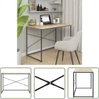 The Living Store Computertisch Schwarz und Eiche-Optik 110x60x70cm Holzwerkstoff