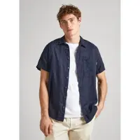 Pepe Jeans für Herren. PM308494 Paige Leinenhemd navy (XS), Blau, Lässig, Kurzarm
