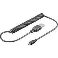 Goobay Micro USB Lade- und Synchronisationskabel, Spiralkabel, für Android-Geräte; Schwarz