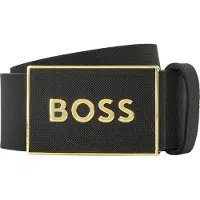 BOSS Ledergürtel "Boss_Icon-S1_Sz40", Herren, Gr. 115, schwarz (schwarz002), Leder, Gürtel Ledergürtel, mit -Logo-Prägung auf der Koppelschließe