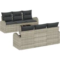 vidaXL Gartensofa-set 7 stk. Hellgrau Poly-Rattan