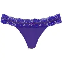 Vivance String "Anisa", Damen, Gr. 32/34, Spitze, lila, Spitze, Obermaterial: 86% Polyamid, 14% Elasthan, Unterhosen String, mit blumiger Spitze rundherum am Bund