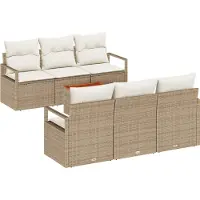 vidaXL Gartensofa-set 7 stk. 6-Sitzanzahl Beige und Creme Poly-Rattan