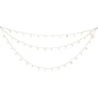 Konstsmide LED Lichtervorhang, 44 klare Schneeflocken, 44 warm weiße Dioden, 4,5V, Außen (IP44), transparentes Kabel- 4042-103