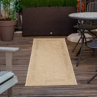 Andiamo 1100000002199 "Montana", beige, B:200cm H:5mm L:290cm, Kunstfaser, Teppiche, 1100000002199, Flachgewebe, meliert, mit Bordüre, In- und Outdoor geeignet
