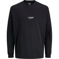 Jack & Jones Langarmshirt "JJESOHO TEE LS CREW NECK NOOS", Herren, Gr. XS, schwarz, Jersey, Obermaterial: 100% Baumwolle, bedruckt, relaxed fit hüftbedeckend, Rundhals, Shirts Langarmshirt