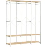 Songmics Kleiderschrank offen, mit Kleiderstange, 40 x 141 x 180 cm – Naturbeige