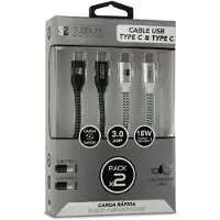 Subblim Pack 2 Cables Usb Tipo Usb-C A Usb-C 1 M Black/Silver