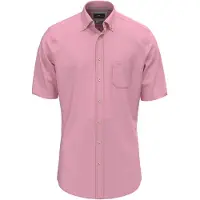 FYNCH-HATTON Kurzarmhemd , Herren, Gr. M, N-Gr, rosa (peony), Web, Obermaterial: 100% Baumwolle, unifarben, normal hüftbedeckend, Rundhals, Hemden Kurzarmhemd, mit Brusttasche und Logo-Print