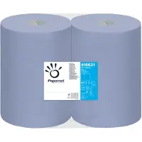 Papernet Putztuchrolle 416621, aus Recyclingpapier, blau, 2-lagig, 1000 Blatt à 37,3 x 36 cm, perforiert, 2 Rollen
