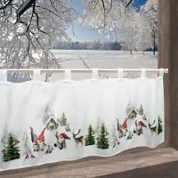 Delindo Lifestyle Scheibengardine "Winterstimmung" Gr. 1, weiß, B:120cm H:45cm, Microfaser, Polyester, Gardinen, Scheibengardine, mit Schlaufenaufhängung, für die Küche
