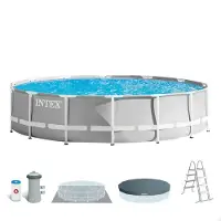 Intex 26724 ex 26734, Prism runder Aufstellpool, 457x107cm,inkl. Filterpumpe, Leiter, Abdeckplatte. Bodenmatte