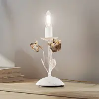 ONLI Tischleuchte Carolina, elfenbeinfarben, 1-flammig, Eisen Carolina , weiß / opal, für Wohn- / Esszimmer, Metall, Florentiner, Tischlampe
