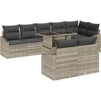 vidaXL Garten-Sofa-Set 9 stk. Hellgrau und Dunkelgrau