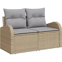 vidaXL Gartensofa mit Kissen Beige 124 x 62 x 69cm Poly-Rattan