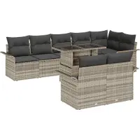 vidaXL Gartensofa-set 9 stk. Hellgrau Poly-Rattan