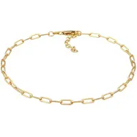 Elli Fußkette "Fußschmuck Glieder Oval Basic Chain Optik 925 Silber" Gr. 22, gold, Fußketten, Damen, Silber 925 (Sterlingsilber), Fußkette